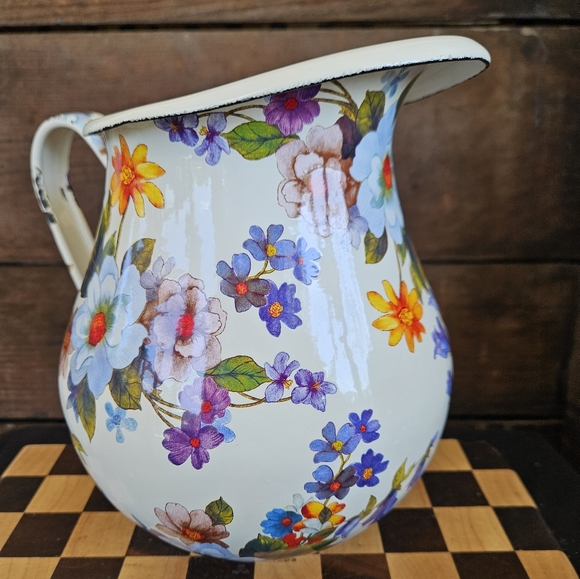 Mackenzie Childs Flower Market White Drink Pitcher - Picture 3 of 10